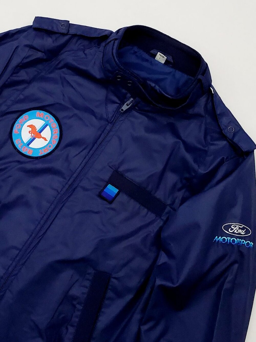 Vintage FORD Motorsport Club MUSTANG Logo Kids Youth Size 14 / 16 L Navy Jacket